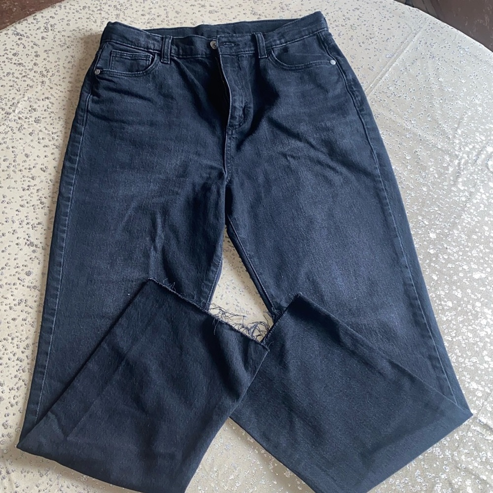 Art Class Boy's Faded Black Denim Frayed Jeans Sz.16